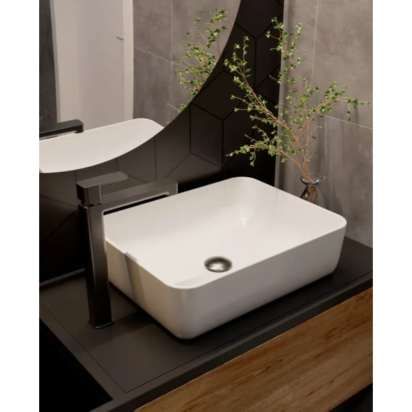 смеситель для раковины aquame parma aqm6614gm без донного клапана, оружейная сталь