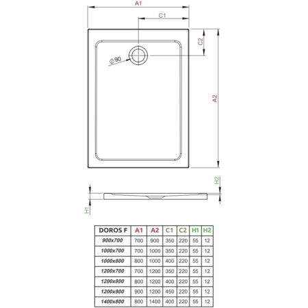 душевой поддон 120×80 см radaway doros f stone white sdrf1280-01-04s