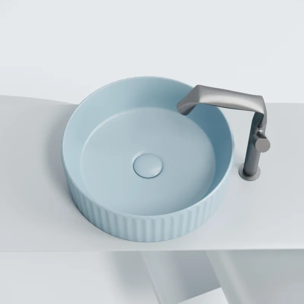 раковина ceramicanova element cn6057ml накладная, ø36 см, голубая матовая