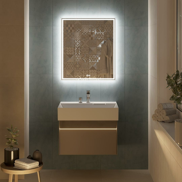 зеркало kerama marazzi tecno 70 te.mi.70 с подсветкой с бесконтактным выключателем с подогревом и часами