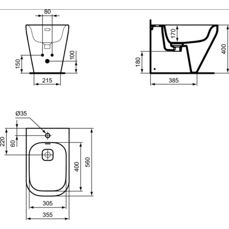 биде напольное ideal standard tonic ii k523801