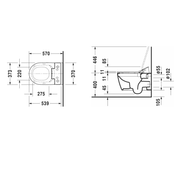 унитаз подвесной duravit me by starck 2529590000, для крышки-биде sensowash, с креплением, цвет белый