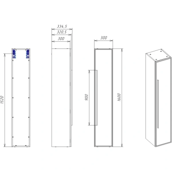 пенал la fenice elba fnc-05-elb-c-30 подвесной l/r, бежевый матовый