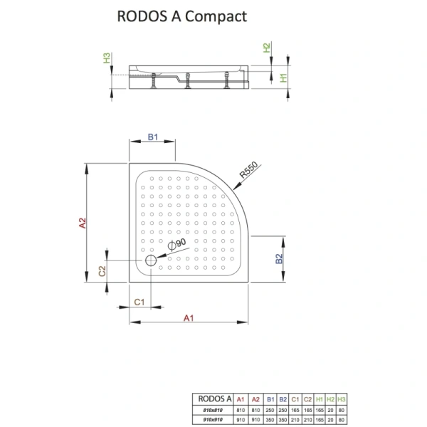 душевой поддон 81x81 см radaway rodos a compact 4p88155-03