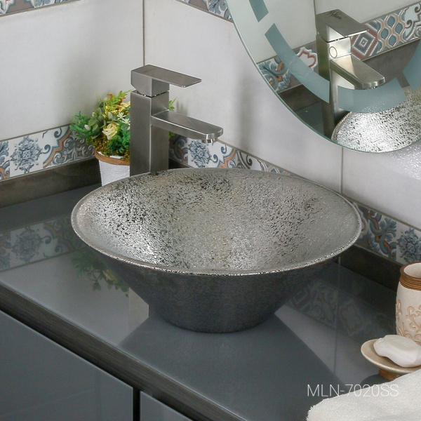 накладная раковина в ванную melana mln-7020ss (серебро)