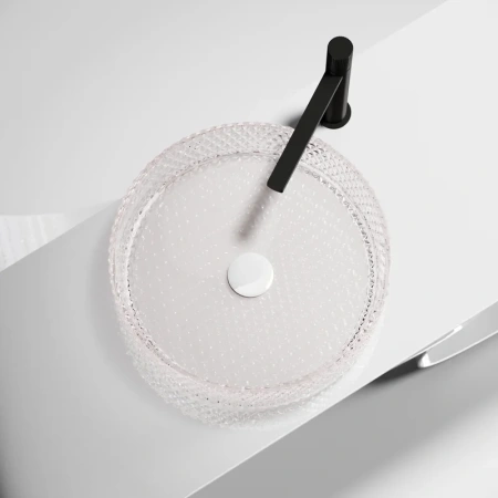 раковина ceramicanova cristal cn6062 накладная, ø36 см, прозрачная