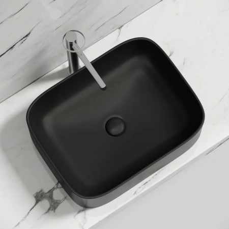 раковина ceramicanova element cn6052mb накладная, 50.5x38 см, черная матовая