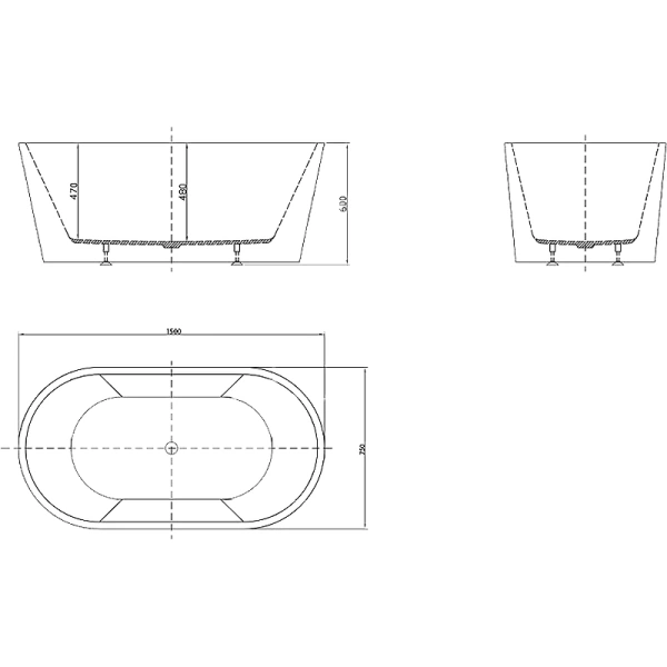 акриловая ванна belbagno 150x75 bb202-1500-750 без гидромассажа