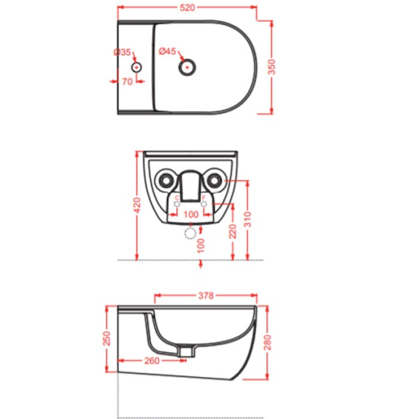 биде подвесное artceram the one thb001 17;00