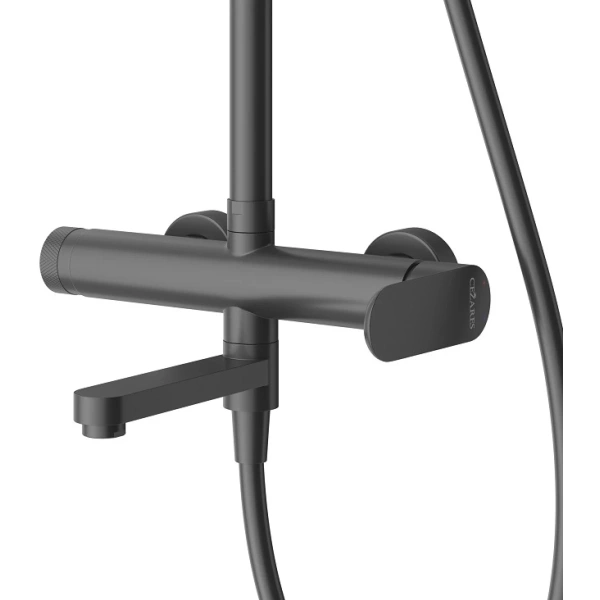 душевая система cezares stylus stylus-cvd-nop 220 мм, со смесителем, черный матовый