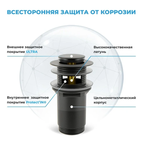 комплект wellsee drainage system 182115001 32 мм, бутылочный, матовый черный