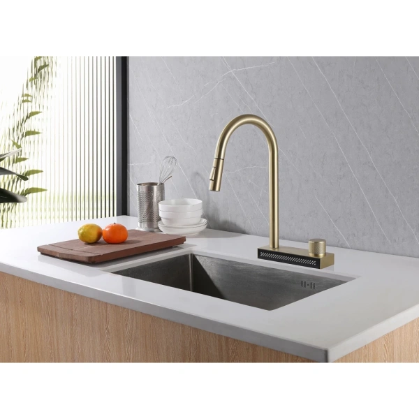 смеситель для кухни abber wasser kreis af8114g, цвет золото