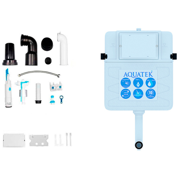 комплект унитаза со смывным бачком aquatek set bw aquatek либра n-030 3в1 с сиденьем микролифт и белой глянцевой клавишей смыва