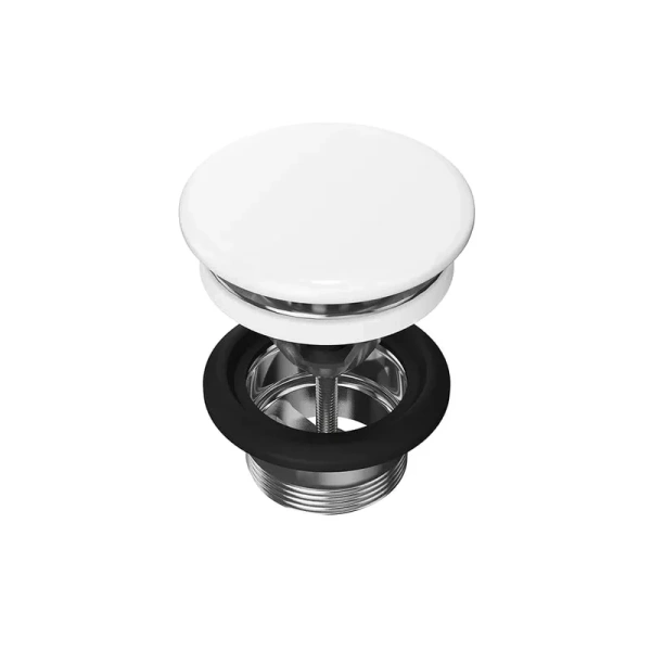 Донный клапан KERAMA MARAZZI DRR.2/WHT для раковины, с переливом, глянцевый белый