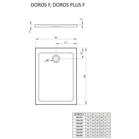 душевой поддон 120×80 см radaway doros f sdrf1280-01