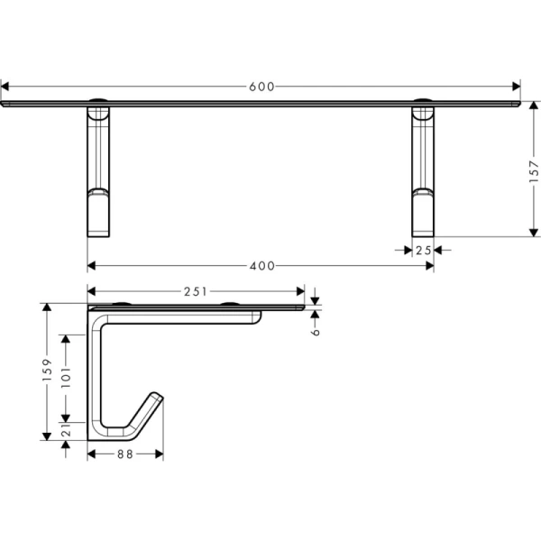Полка стеклянная 60 см Axor Universal 42842000