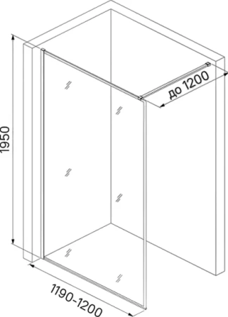 душевая перегородка iddis slide sli8gs2i23 walk in 120x195, графитовый