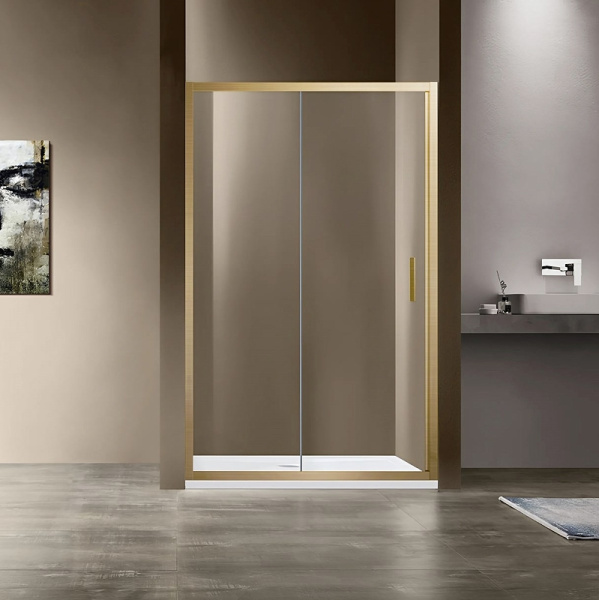 душевая дверь vincea garda 120 vds-1g120clg профиль золото брашированное, стекло прозрачное