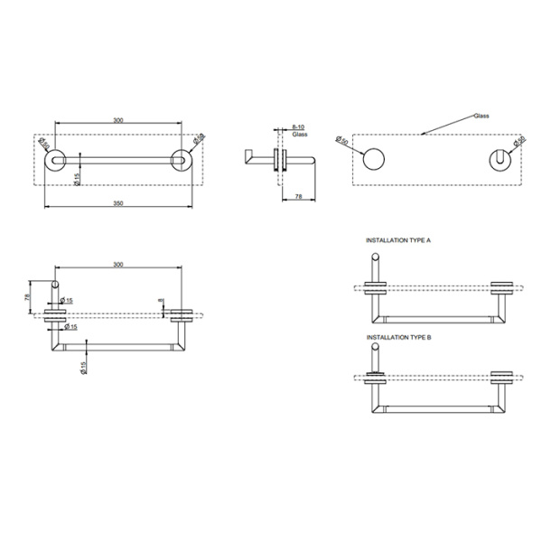 Gessi Gessi Tondo Полотенцедержатель для крепления на стекло. 30 см, цвет: Black XL