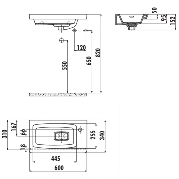 раковина полувстраиваемая creavit memory 60 my060-00cb00e-0000, белая