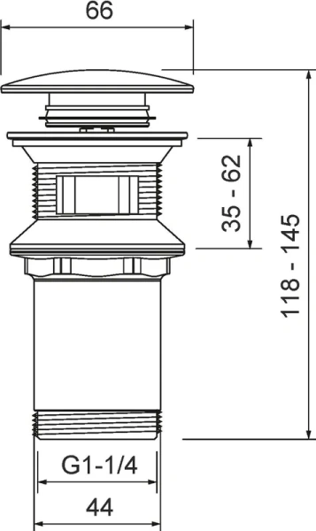 донный клапан timo 8011/18 клик клак черное золото