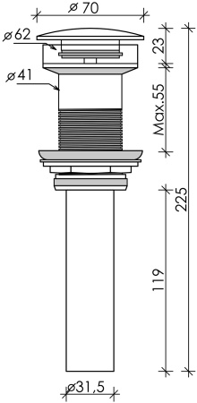 донный клапан для раковины ceramicanova cn2000mdh матовый темный антрацит