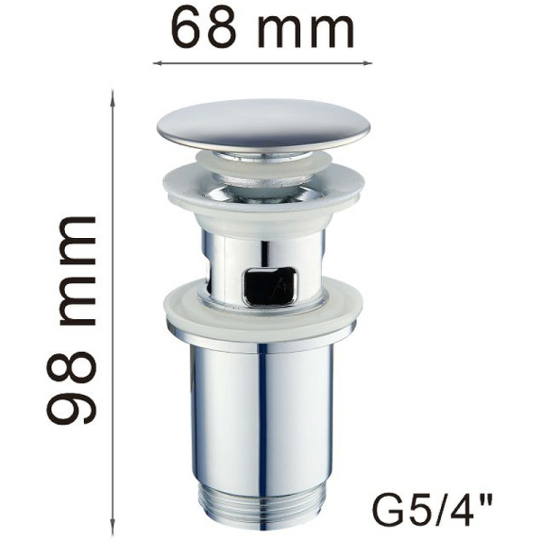 донный клапан haiba hb65-3 click-clack, хром