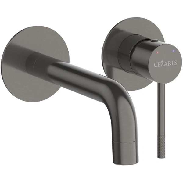 смеситель для раковины cezares relax relax-bli2-1-gm-w0 встраиваемый, без донного клапана, оружейная сталь
