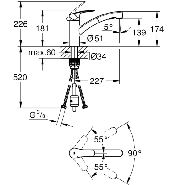 смеситель для кухни grohe eurosmart 30305001