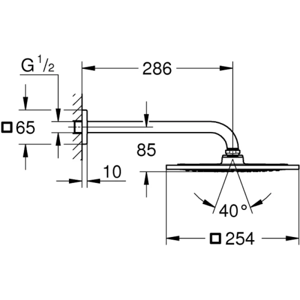 верхний душ 254 мм grohe rainshower f-series 26060000