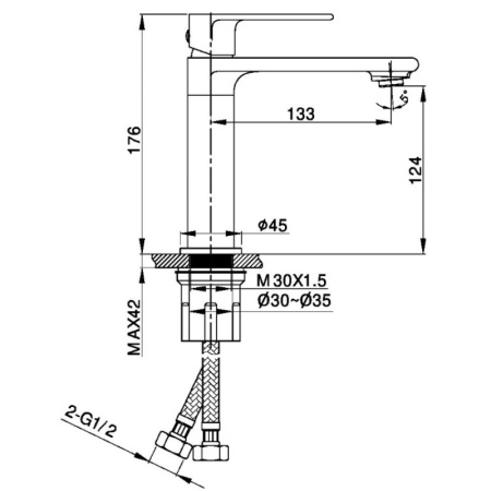 смеситель для раковины без донного клапана vincea vogue vbf-1v1mb