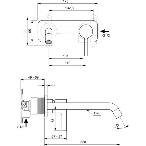 смеситель для раковины без донного клапана ideal standard joy a7381aa