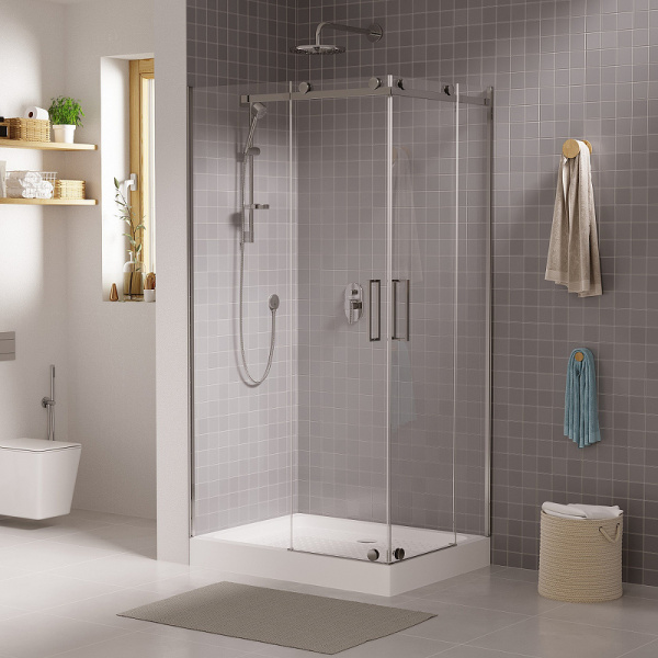 душевой уголок grossman cosm gr-1120l 120×90 см l, профиль хром, стекло прозрачное