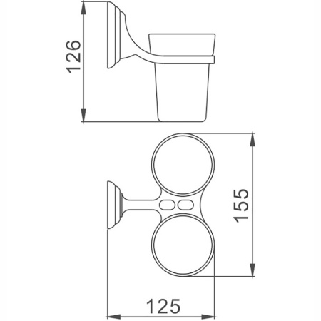 стакан для зубных щеток haiba hb1508 двойной, цвет хром
