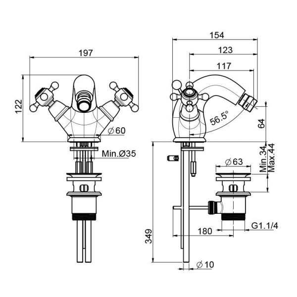 смеситель для биде fima carlo frattini elizabeth f5092/2cr