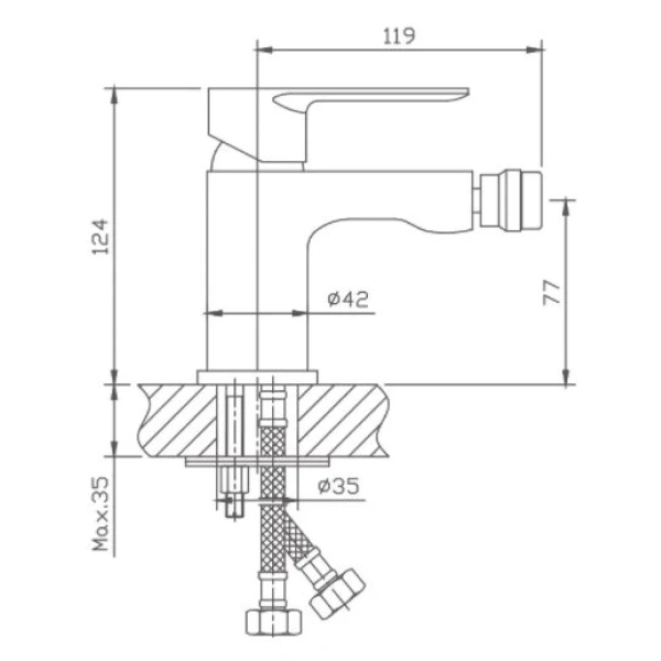 смеситель haiba hb505 hb50505 для биде, без донного клапана, хром