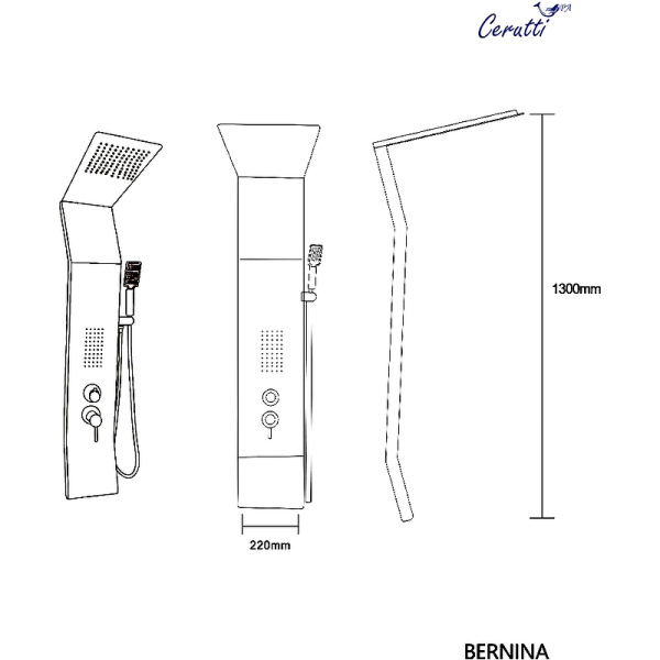 душевая панель cerutti spa bernina s ct8983 с гидромассажем серебро