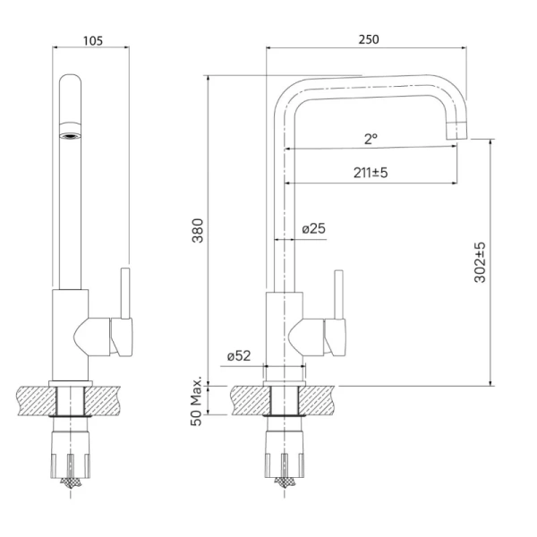 смеситель для кухни iddis kitchen k05stl0i05