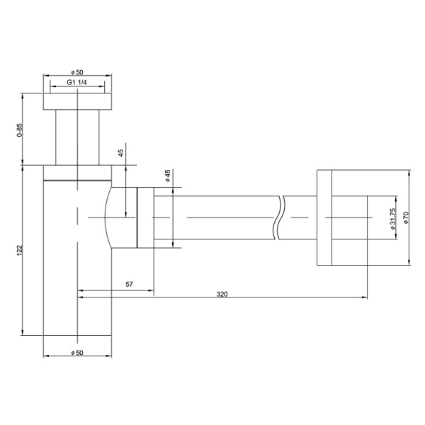 сифон для раковины timo 959/03l черный матовый