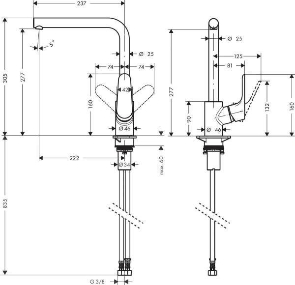 смеситель для кухни hansgrohe focus m41 31827000