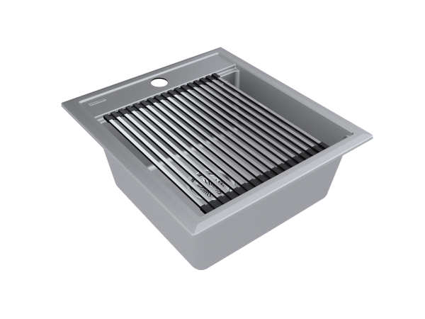 мойка stepia 45, it-granit + ролл-мат step брашированная нерж. сталь, pm114651-grm+r375-bs