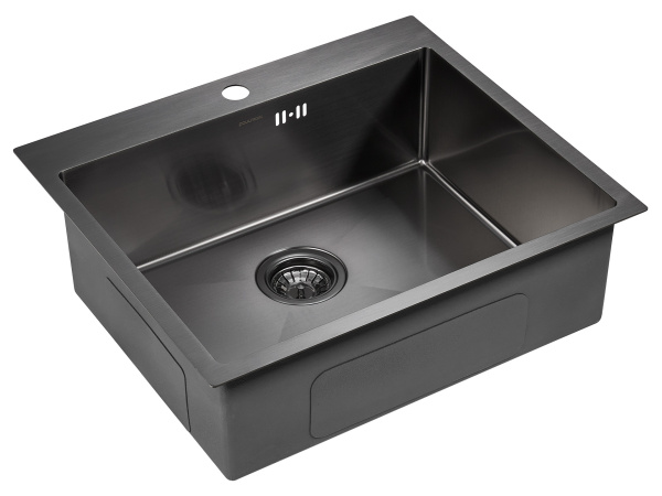 кухонная мойка paulmark kroner 59 pm215951-gm, цвет вороненая сталь