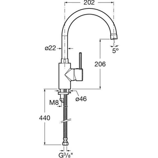 смеситель для кухни roca targa 5a8460c0m