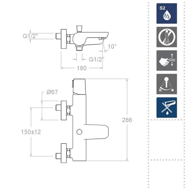 смеситель для ванны ramonsoler tzar 340501s хром