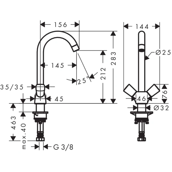 смеситель для кухни hansgrohe logis m31 71280000, хром