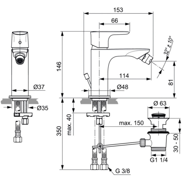 смеситель для биде ideal standard connect air a7030aa