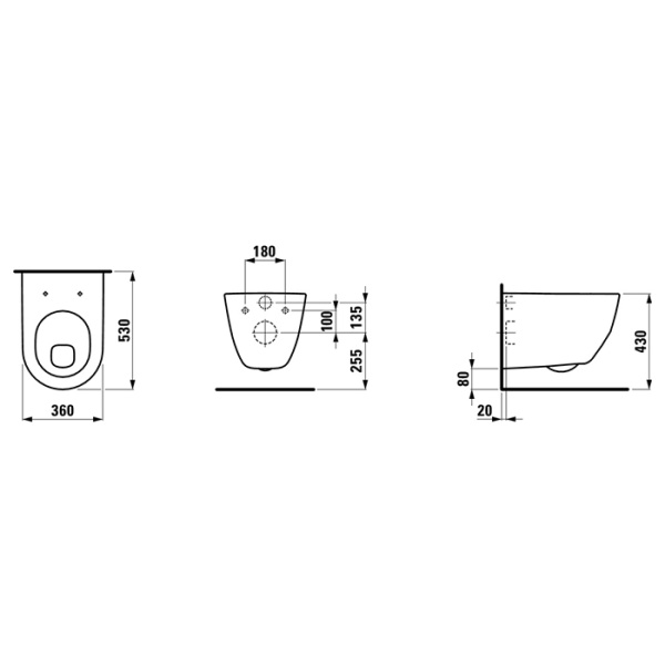 laufen pro унитаз подвесной 53x36x35см., с полочкой, цвет: белый