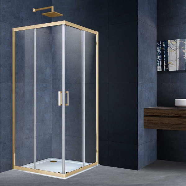душевой уголок vincea alpha 90×90 vss-3al900clg профиль брашированное золото, стекло прозрачное