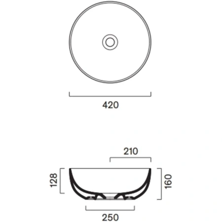 раковина-чаша catalano sfera 0523430001 42x42 см, накладная, белый глянец