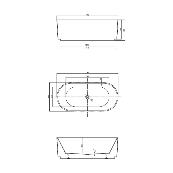 акриловая ванна vincea 170x80 vbt-426-1700 без гидромассажа